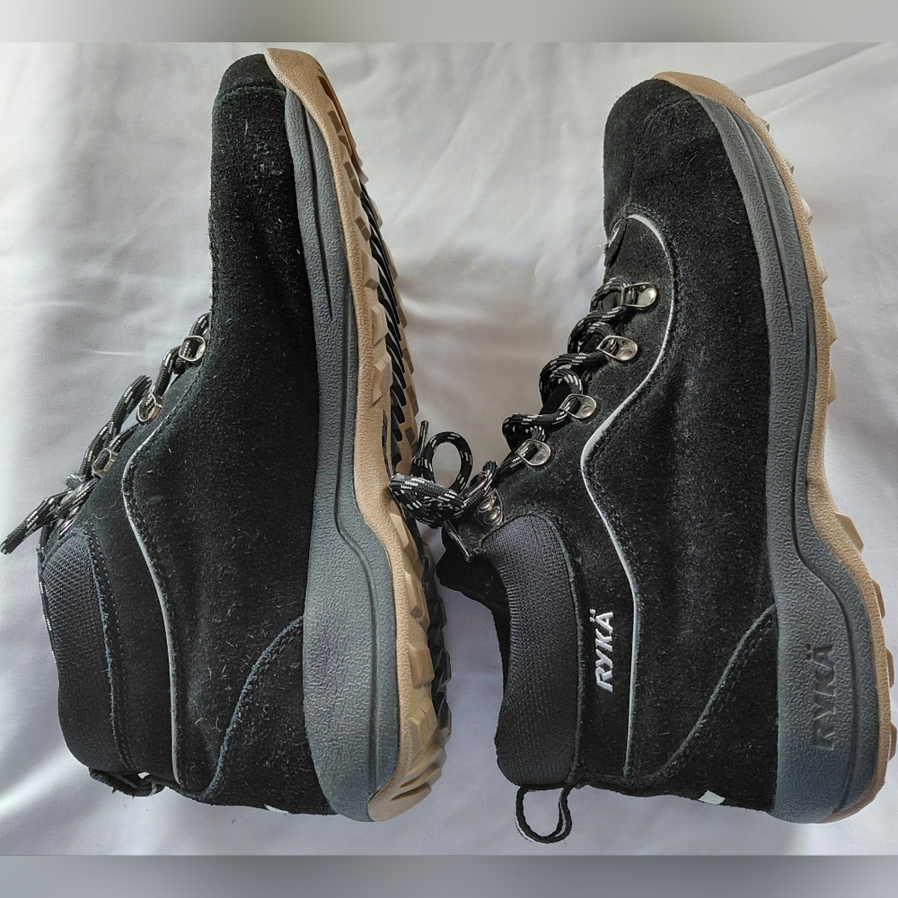 Ryka W/10 Black Lace-Up Leather And Man Made Materials Sneakers